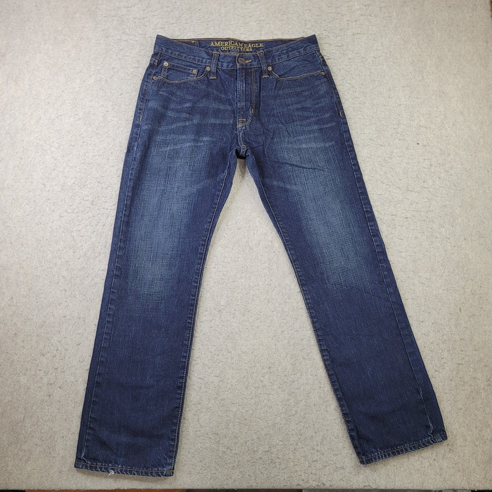 American Eagle Slim Straight Jeans Mens 30x30 Blue Dark Wash Denim Y2K Vintage